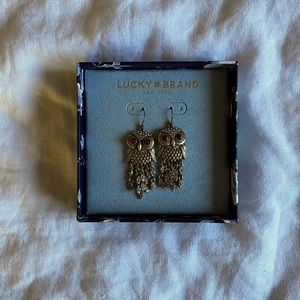 Lucky Brand Semi Precious Owl Earrings